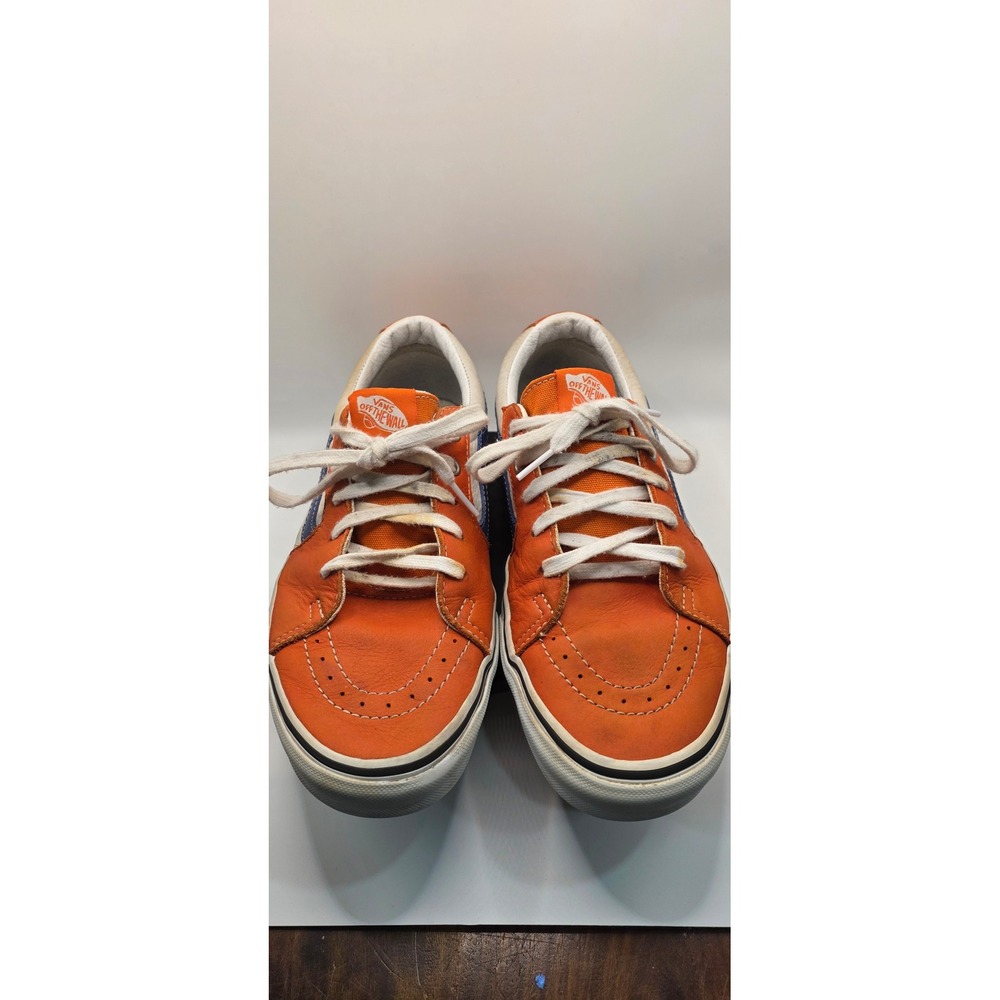Vans Sk8-Low Reissue Orange White Blue Leather Skate Shoes Mens 9.5 Womens 11